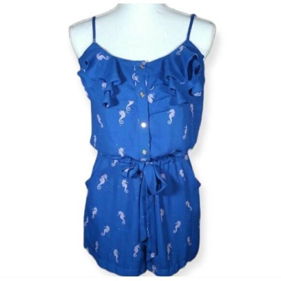 L' AMOUR NANETTE LEPORE SEAHORSE PRINT ROMPER SZ.L EUC. - Picture 2 of 9